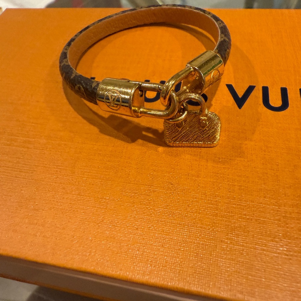 Louis Vuitton Monogram Bracelet with Gold Accents